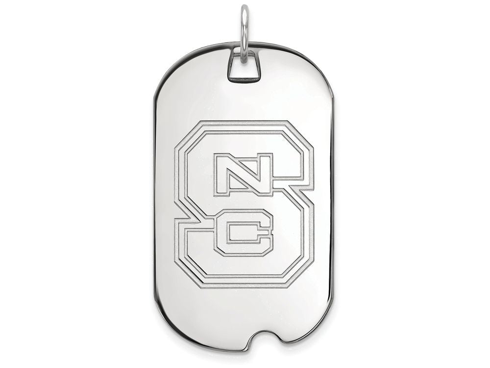 LogoArt Sterling Silver North Carolina State University Large Dog Tag Pendant Necklace