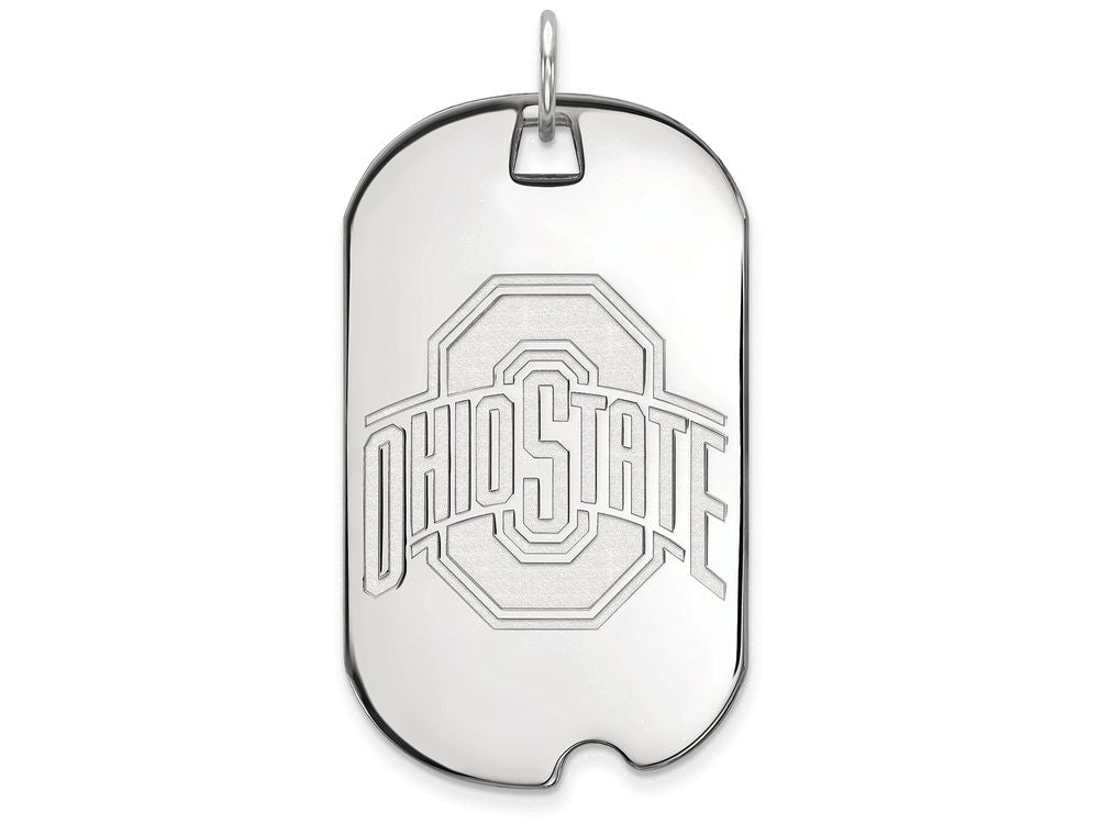 LogoArt Sterling Silver Ohio State University Large Dog Tag Pendant Necklace