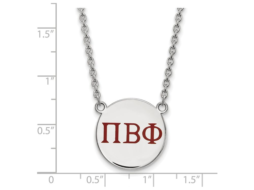 LogoArt Sterling Silver Pi Beta Phi Small Enameled Pendant Necklace With 18 Inch