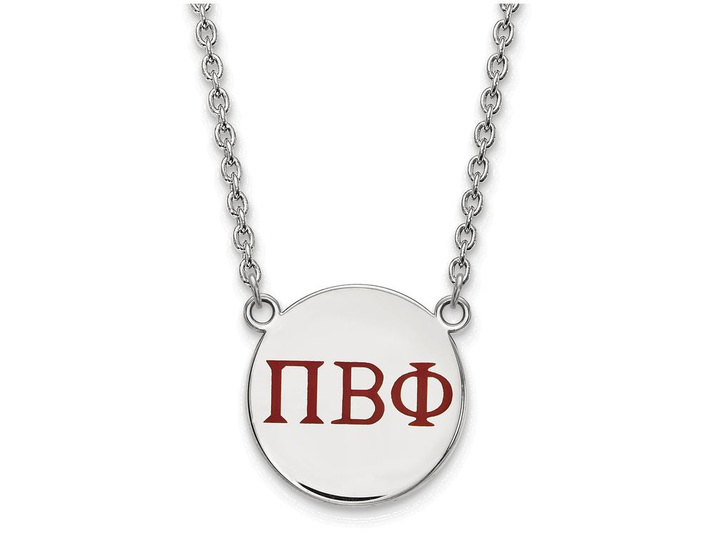 LogoArt Sterling Silver Pi Beta Phi Small Enameled Pendant Necklace With 18 Inch