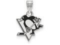 LogoArt Sterling Silver Pittsburgh Penguins Small Enamel Pendant Necklace