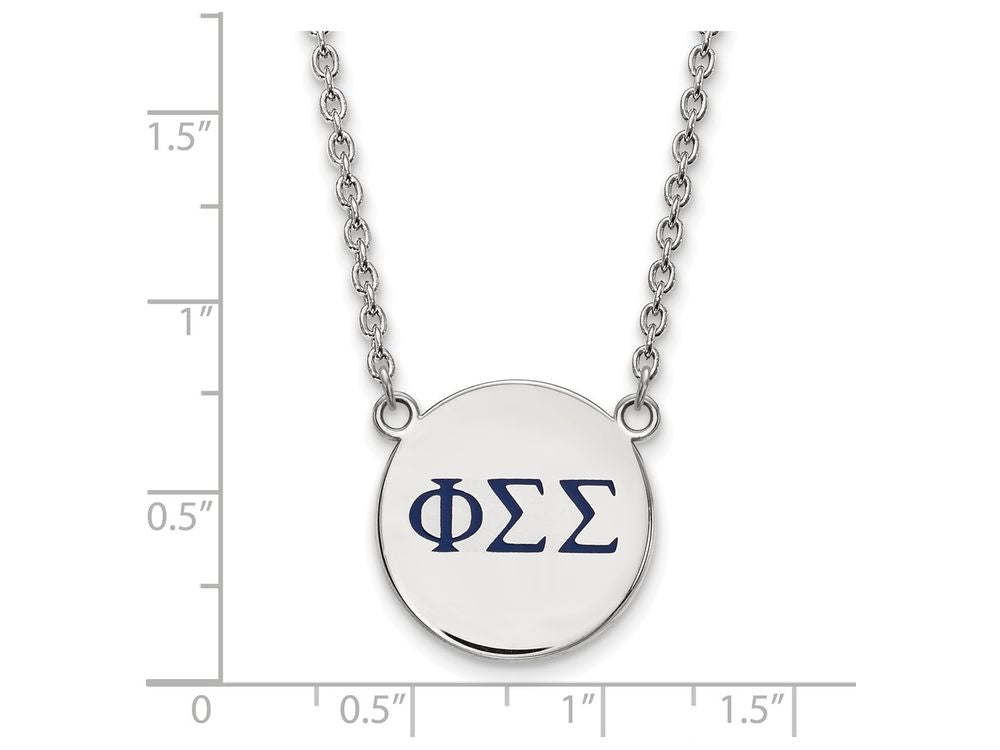 LogoArt Sterling Silver Phi Sigma Sigma Small Enameled Pendant Necklace With 18 Inch