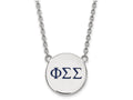 LogoArt Sterling Silver Phi Sigma Sigma Small Enameled Pendant Necklace With 18 Inch