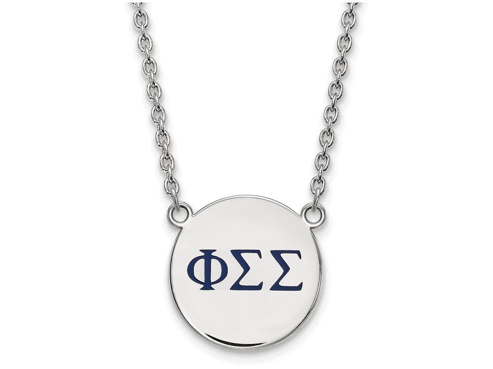 LogoArt Sterling Silver Phi Sigma Sigma Small Enameled Pendant Necklace With 18 Inch