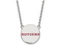 LogoArt Sterling Silver Rutgers Large Enamel Disc Necklace