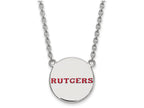 LogoArt Sterling Silver Rutgers Large Enamel Disc Necklace