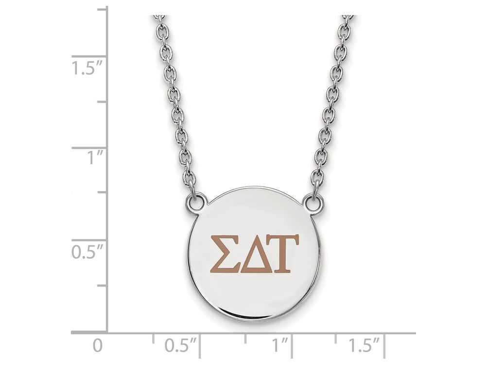 LogoArt Sterling Silver Sigma Delta Tau Small Enameled Pendant Necklace With 18 Inch
