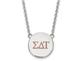 LogoArt Sterling Silver Sigma Delta Tau Small Enameled Pendant Necklace With 18 Inch