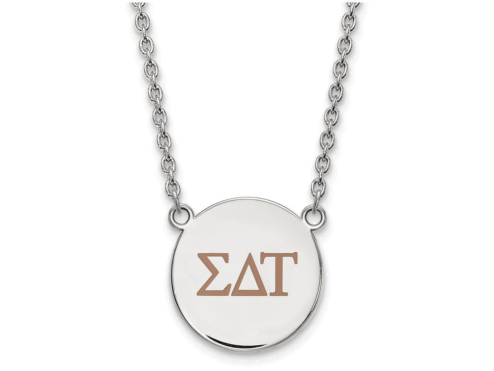 LogoArt Sterling Silver Sigma Delta Tau Small Enameled Pendant Necklace With 18 Inch