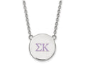 LogoArt Sterling Silver Sigma Kappa Small Enameled Pendant Necklace With 18 Inch