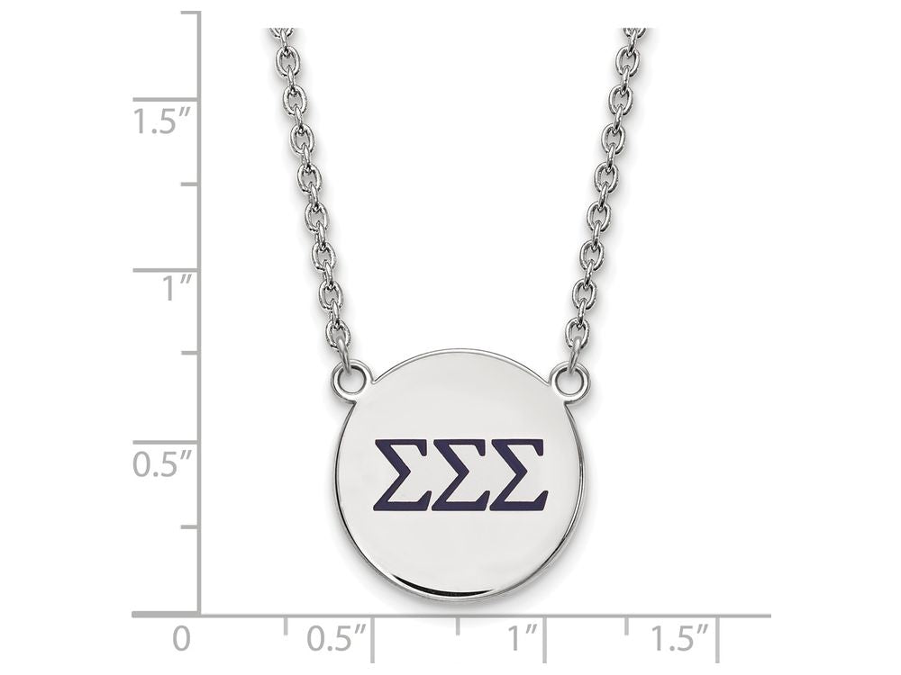 LogoArt Sterling Silver Sigma Sigma Sigma Small Enameled Pendant Necklace With 18 Inch
