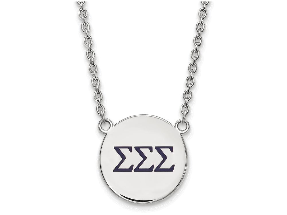 LogoArt Sterling Silver Sigma Sigma Sigma Small Enameled Pendant Necklace With 18 Inch