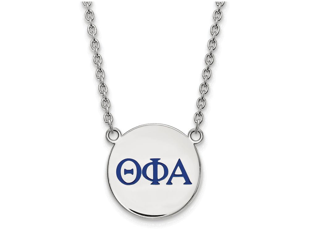 LogoArt Sterling Silver Theta Phi Alpha Small Enameled Pendant Necklace With 18 Inch