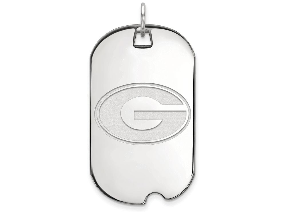 LogoArt Sterling Silver University Of Georgia Large Dog Tag Pendant Necklace
