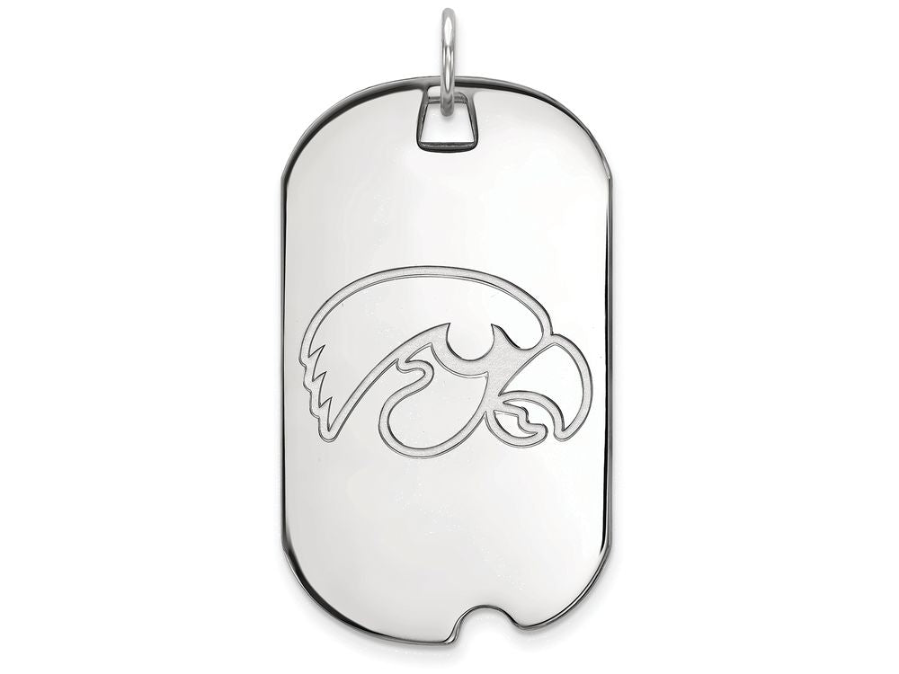 LogoArt Sterling Silver University Of Iowa Large Dog Tag Pendant Necklace