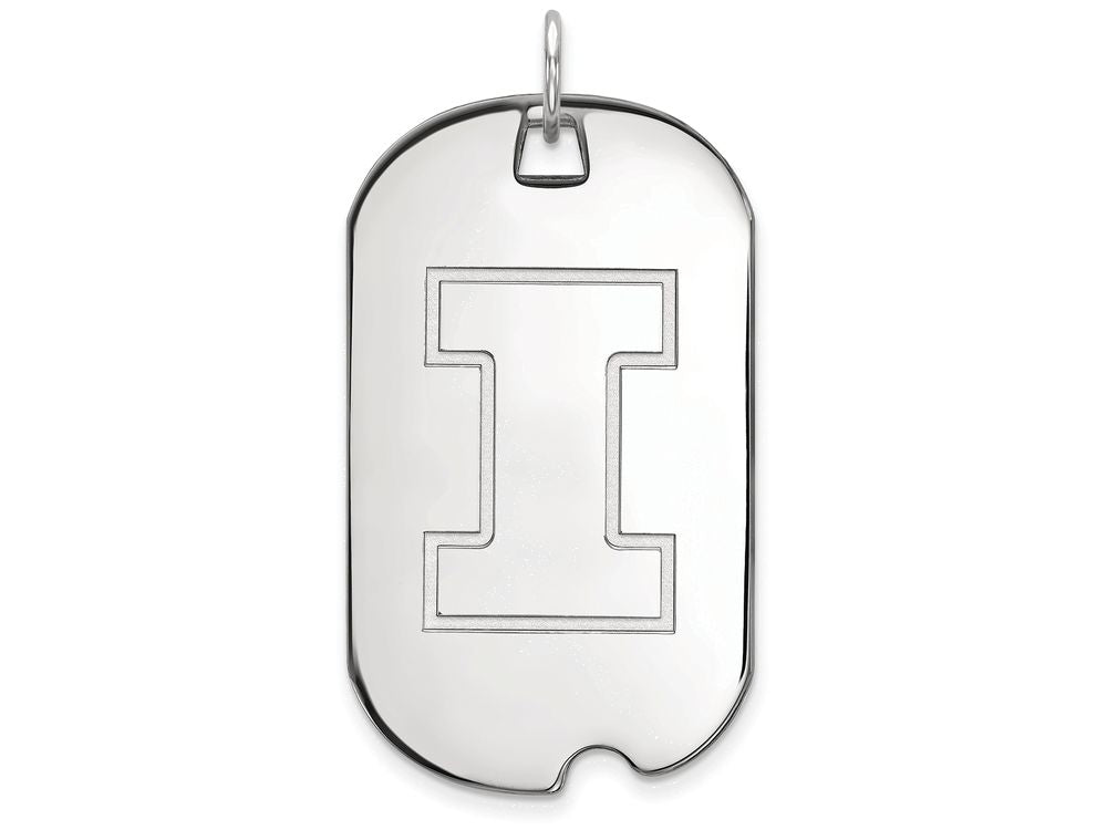 LogoArt Sterling Silver University Of Illinois Large Dog Tag Pendant Necklace