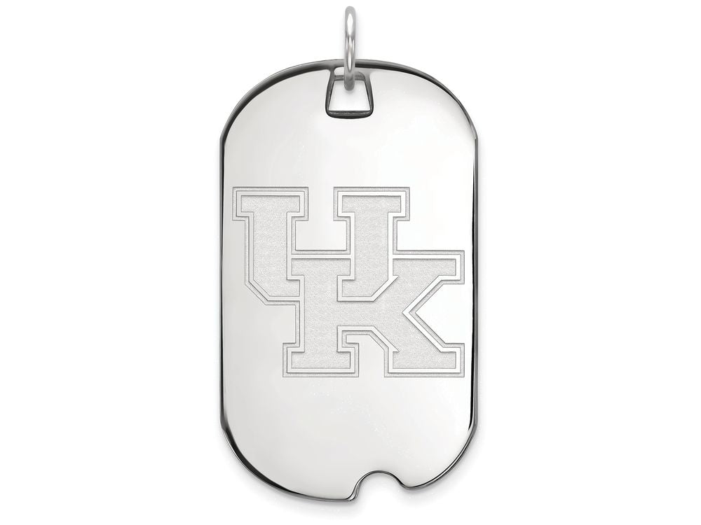 LogoArt Sterling Silver University Of Kentucky Large Dog Tag Pendant Necklace