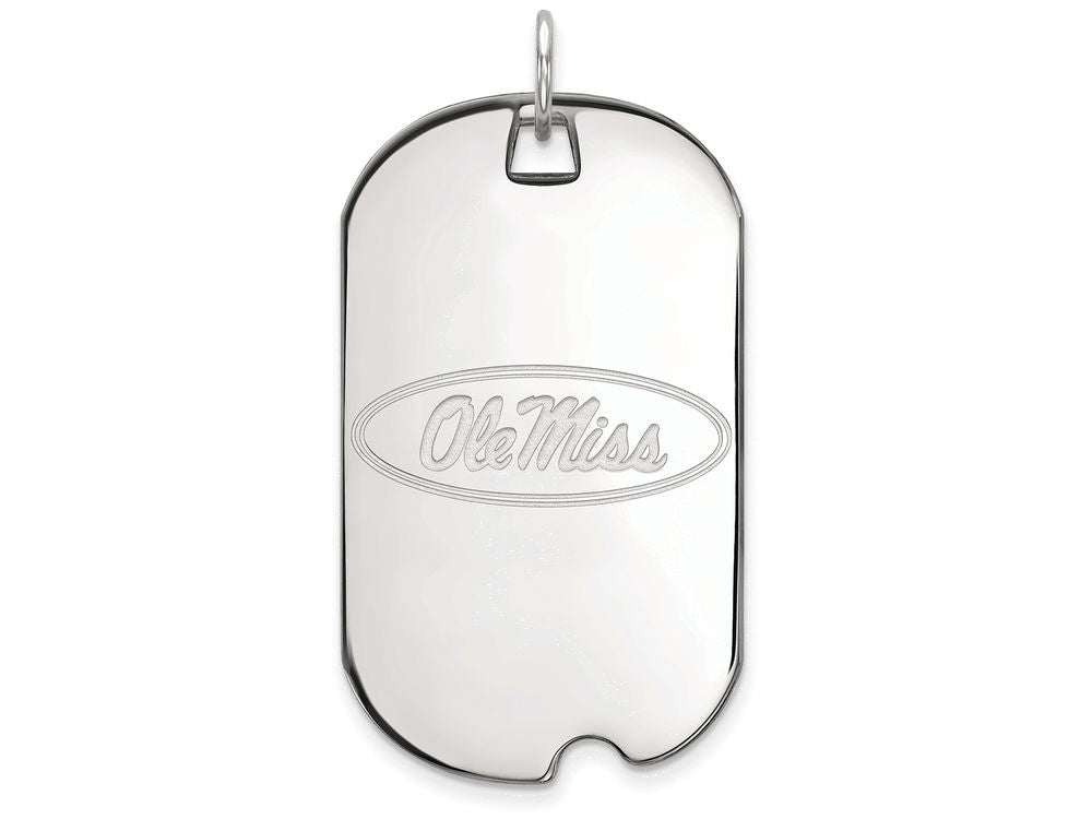 LogoArt Sterling Silver University Of Mississippi Large Dog Tag Pendant Necklace