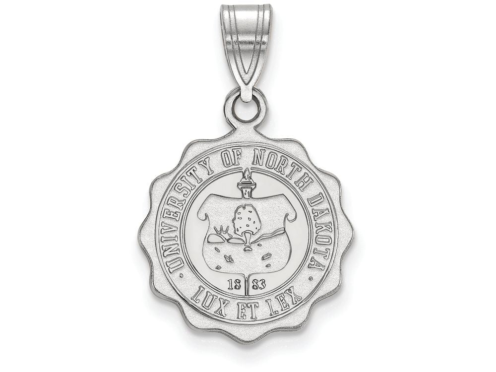 LogoArt Sterling Silver University Of North Dakota Medium Crest Pendant Necklace