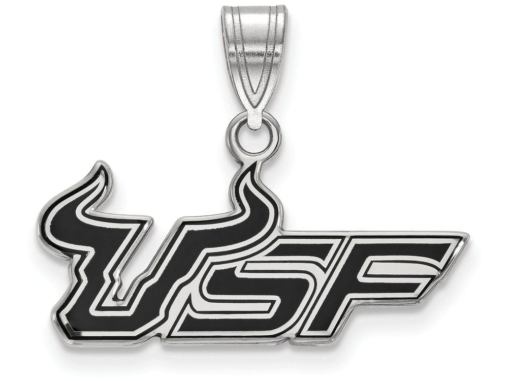 LogoArt Sterling Silver University Of South Florida Medium Enamel Pendant Necklace