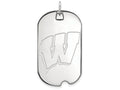 LogoArt Sterling Silver University Of Wisconsin Large Dog Tag Pendant Necklace