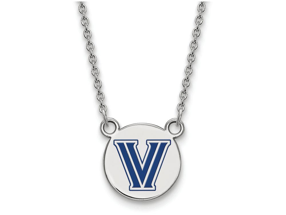 LogoArt Sterling Silver Villanova University Small Enamel Disc Pendant Necklace