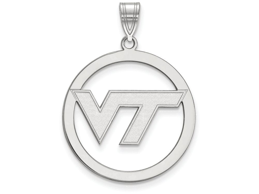 LogoArt Sterling Silver Virginia Tech L Pendant Necklace In Circle