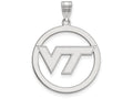 LogoArt Sterling Silver Virginia Tech L Pendant Necklace In Circle
