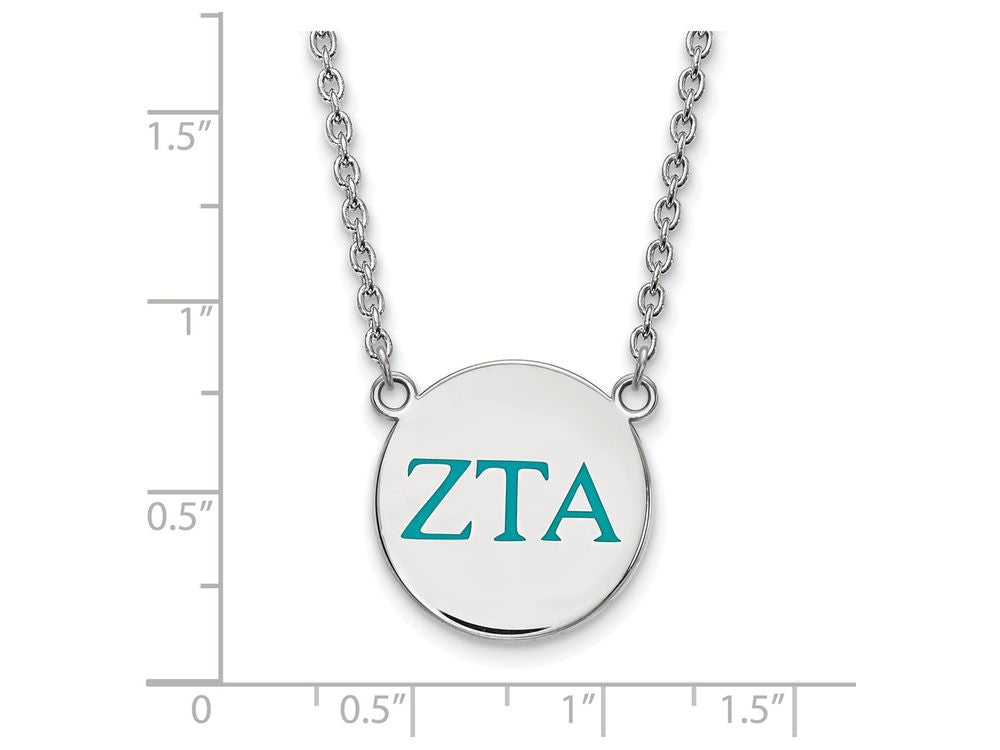 LogoArt Sterling Silver Zeta Tau Alpha Small Enameled Pendant Necklace With 18 Inch