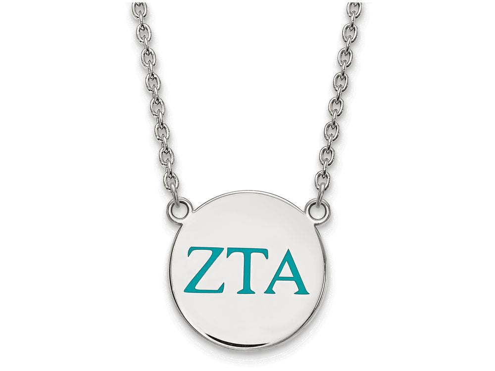 LogoArt Sterling Silver Zeta Tau Alpha Small Enameled Pendant Necklace With 18 Inch