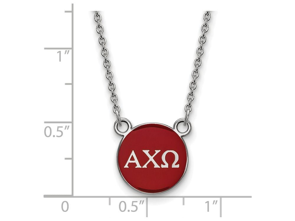 LogoArt Sterling Silver Alpha Chi Omega Extra Small Enameled Pendant Necklace With 18 Inch
