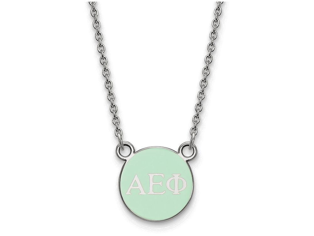 LogoArt Sterling Silver Alpha Epsilon Phi Extra Small Enameled Pendant Necklace With 18 Inch