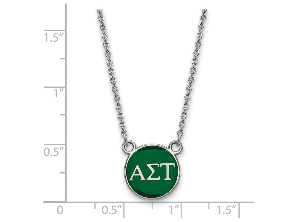 LogoArt Sterling Silver Alpha Sigma Tau Extra Small Enameled Pendant Necklace With 18 Inch