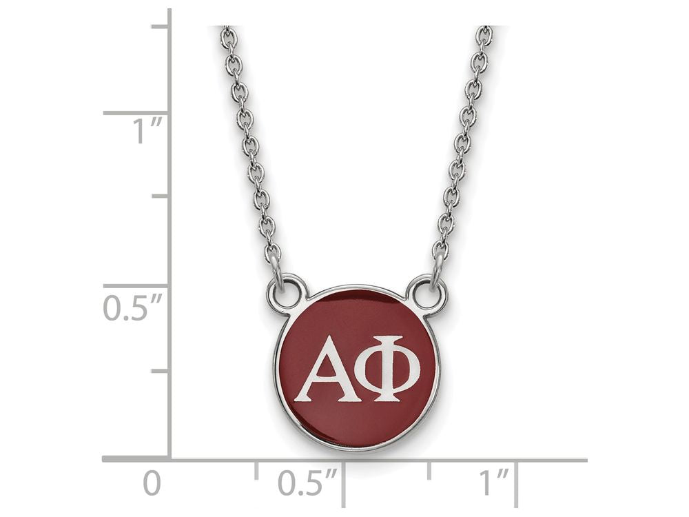 LogoArt Sterling Silver Alpha Phi Extra Small Enameled Pendant Necklace With 18 Inch