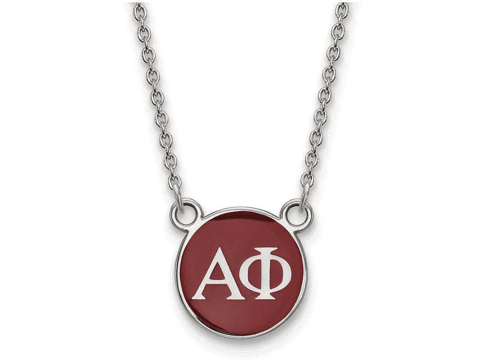 LogoArt Sterling Silver Alpha Phi Extra Small Enameled Pendant Necklace With 18 Inch