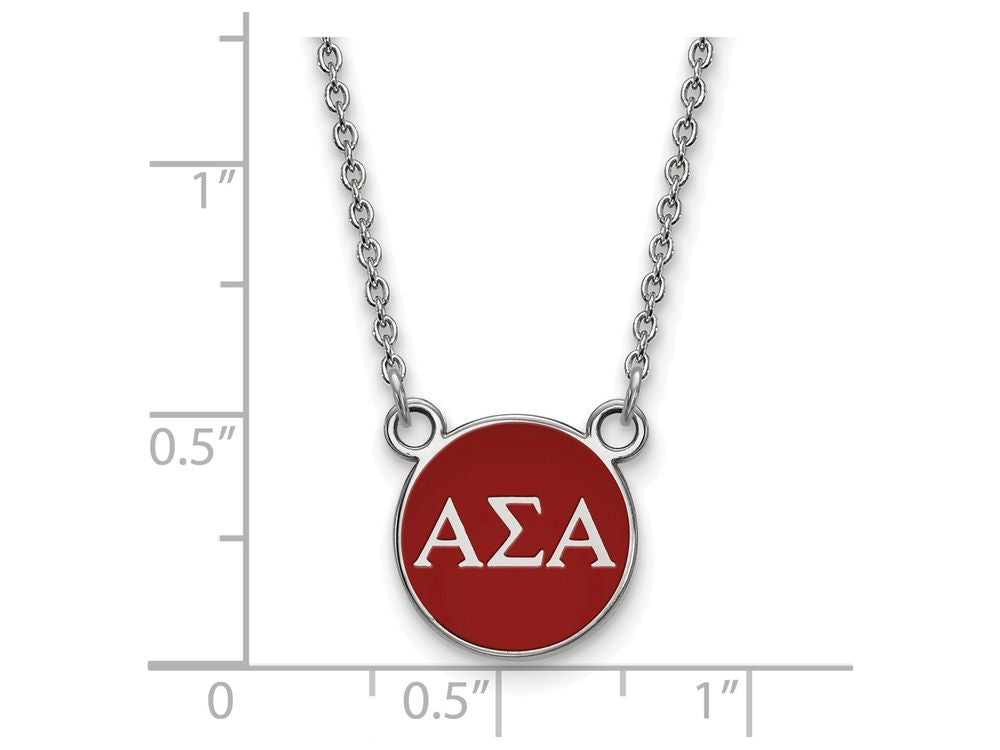 LogoArt Sterling Silver Alpha Sigma Alpha Extra Small Enameled Pendant Necklace With 18 Inch