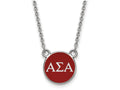 LogoArt Sterling Silver Alpha Sigma Alpha Extra Small Enameled Pendant Necklace With 18 Inch