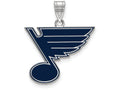 LogoArt Sterling Silver St. Louis Blues Large Enamel Pendant Necklace