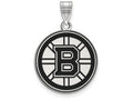 LogoArt Sterling Silver Boston Bruins Large Enamel Pendant Necklace