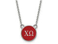 LogoArt Sterling Silver Chi Omega Extra Small Enameled Pendant Necklace With 18 Inch