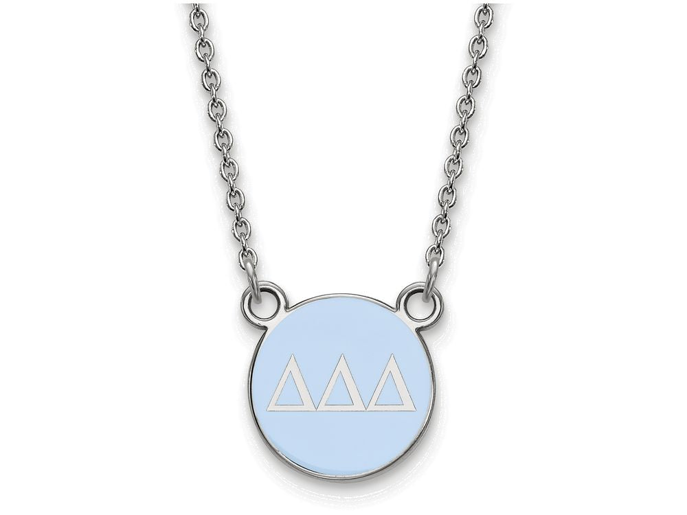 LogoArt Sterling Silver Delta Delta Delta Extra Small Enameled Pendant Necklace With 18 Inch