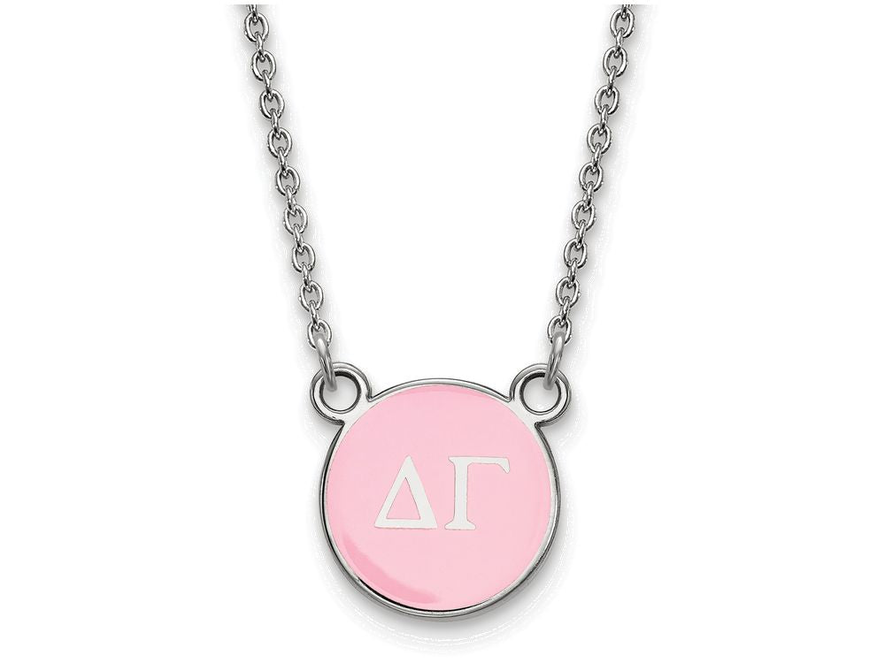 LogoArt Sterling Silver Delta Gamma Extra Small Enameled Pendant Necklace With 18 Inch