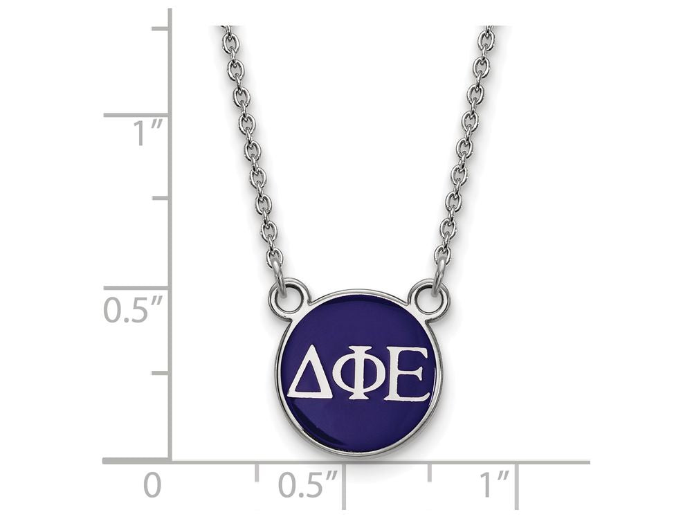 LogoArt Sterling Silver Delta Phi Epsilon Extra Small Enameled Pendant Necklace With 18 Inch