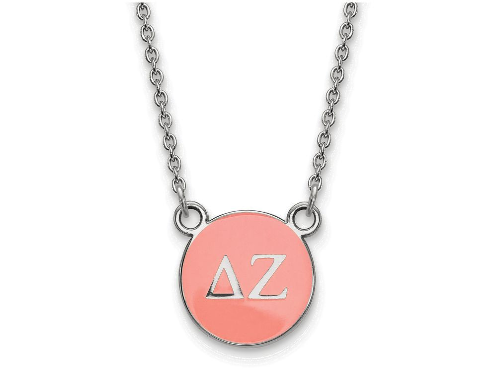 LogoArt Sterling Silver Delta Zeta Extra Small Enameled Pendant Necklace With 18 Inch