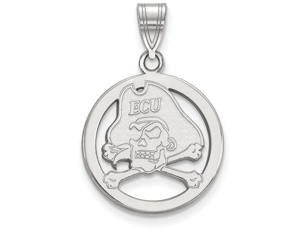 LogoArt Sterling Silver East Carolina University Sm Pendant Necklace In Circle