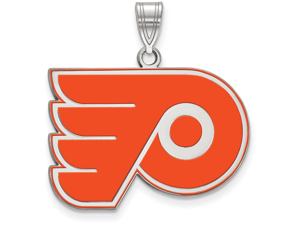 LogoArt Sterling Silver Philadelphia Flyers Large Enamel Pendant Necklace