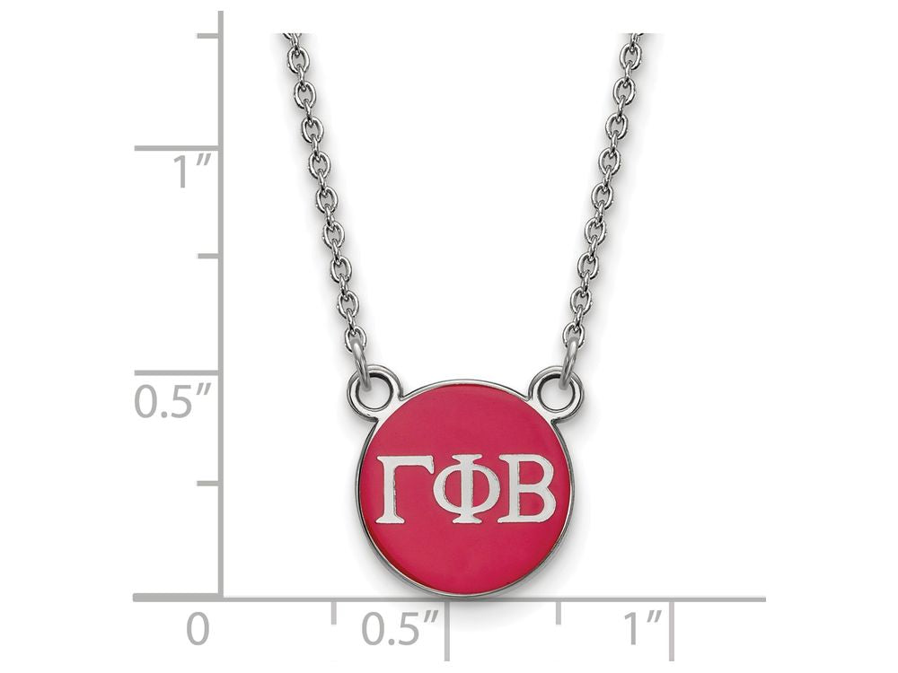 LogoArt Sterling Silver Gamma Phi Beta Extra Small Enameled Pendant Necklace With 18 Inch