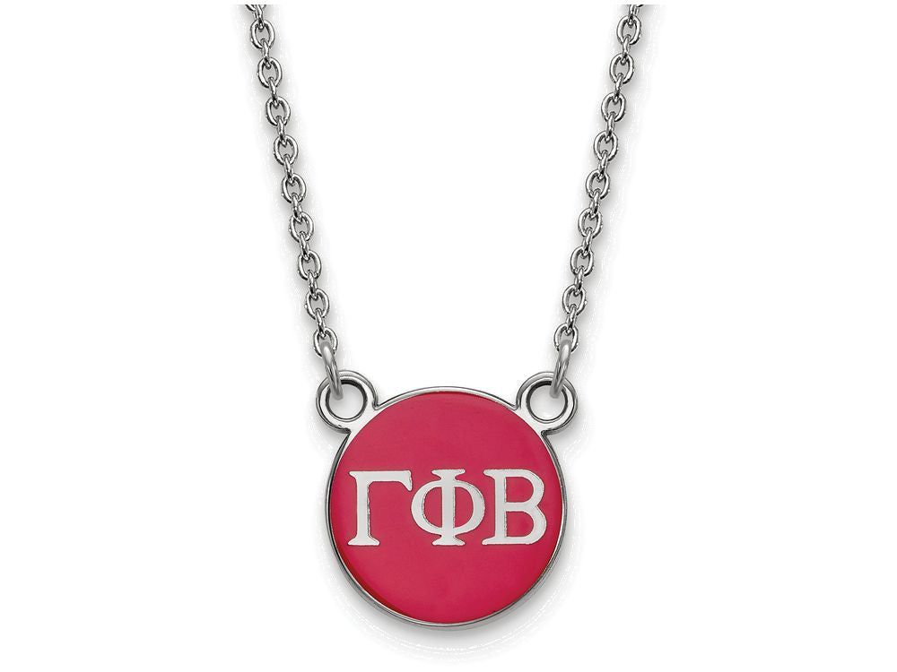 LogoArt Sterling Silver Gamma Phi Beta Extra Small Enameled Pendant Necklace With 18 Inch