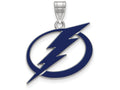 LogoArt Sterling Silver Tampa Bay Ligtning Large Enamel Pendant Necklace