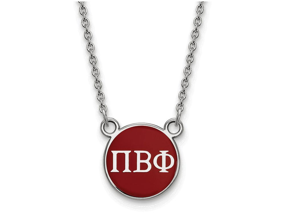 LogoArt Sterling Silver Pi Beta Phi Extra Small Enameled Pendant Necklace With 18 Inch